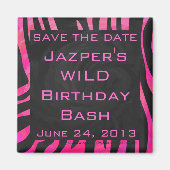 Zebra-Design für Schwarz und Heiß-Rosa Magnet (Vorne)