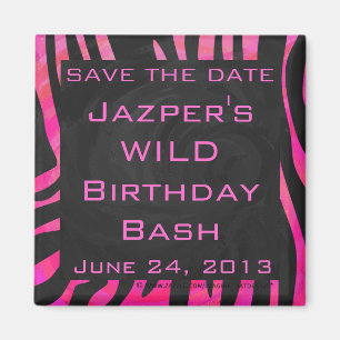 Zebra-Design für Schwarz und Heiß-Rosa Magnet