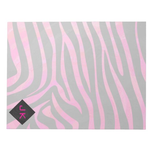 Zebra-Design für Schwarz und Heiß-Rosa Notizblock (Vorderseite)