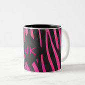 Zebra-Design für Schwarz und Heiß-Rosa Zweifarbige Tasse (VorderseiteRechts)