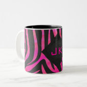 Zebra-Design für Schwarz und Heiß-Rosa Zweifarbige Tasse (Vorderseite Links)