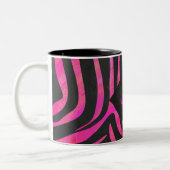 Zebra-Design für Schwarz und Heiß-Rosa Zweifarbige Tasse (Links)