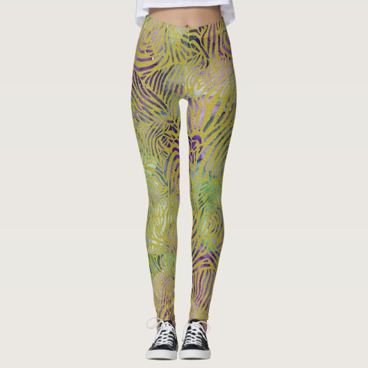 Zebra Design Gold Strapes und Meeresfarben Leggings (Vorderseite)