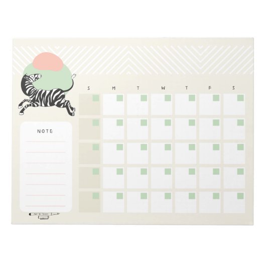 Zebra Desk Calendar Notepad Notizblock (Vorderseite)