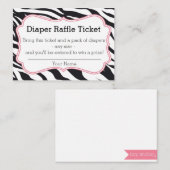 Zebra Diaper-Raffelticket für Schwarz und Rosa Begleitkarte (Vorne/Hinten)