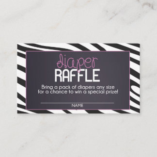 Zebra Diaper Raffle Ticket Begleitkarte