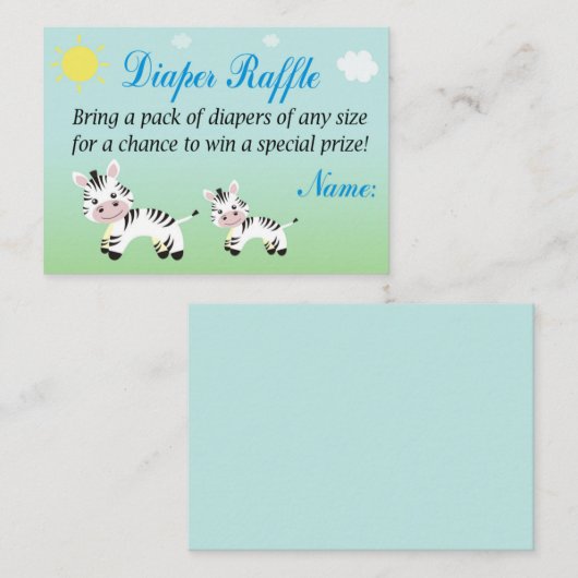 Zebra Diaper Raffle Tickets (Vorne/Hinten)