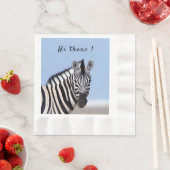 Zebra, die Sie mit blauen Himmelstext-Foto anschau Serviette (Beispiel)