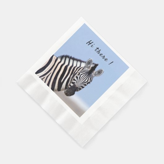 Zebra, die Sie mit blauen Himmelstext-Foto anschau Serviette (Ecke)