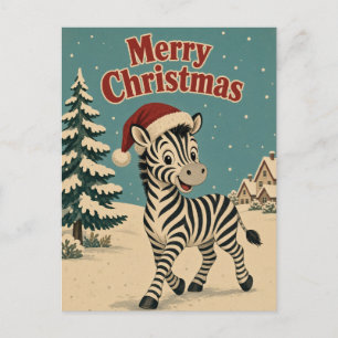 Zebra-Dorf-Rand-Tier-Weihnachten Postkarte