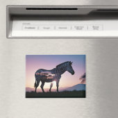 Zebra Double Exposure Animal Nature Wilderness Art Magnet (In Situ (Geschirrspüler))