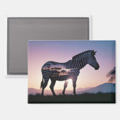 Zebra Double Exposure Animal Nature Wilderness Art Magnet (Vorderseite/Rückseite)