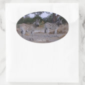 Zebra Double Take Foto Ovaler Aufkleber (Tasche)