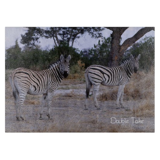 Zebra Double Take Foto Schneidebrett (Vorderseite)