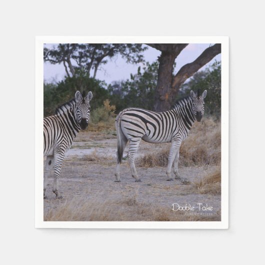 Zebra Double Take Foto Serviette (Vorderseite)