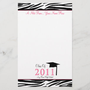 Zebra-Druck-Abschluss-Briefpapier-Klasse von 2011 Briefpapier