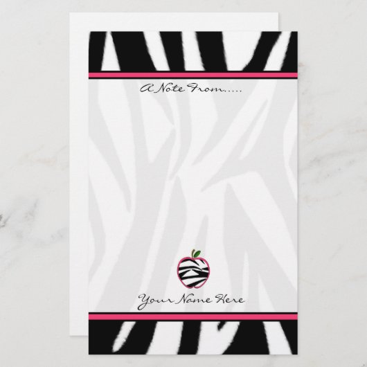 Zebra-Druck Apple arbeiten Lehrer-Briefpapier um Briefpapier (Vorne/Hinten)