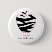 Zebra-Druck-Apple-Lehrer Button (Vorderseite)