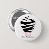 Zebra-Druck-Apple-Lehrer Button (Vorne & Hinten)