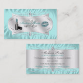 Zebra-Druck-blauer Eis-GlitzerCosmetologist Visitenkarte (Vorne/Hinten)