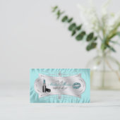 Zebra-Druck-blauer Eis-GlitzerCosmetologist Visitenkarte (Stehend Vorderseite)
