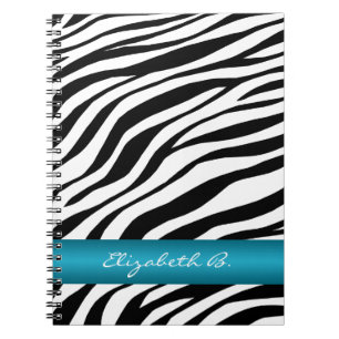 Zebra-Druck-blauer Streifen-personalisiertes Notizblock