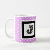 Zebra-Druck-Buchstabe "J" auf Flieder/weißen Kaffeetasse (Links)