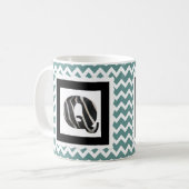 Zebra-Druck-Buchstabe "Q" auf aquamarinem/weißem Kaffeetasse (Vorderseite Links)