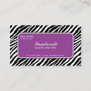 Zebra-Druck-Haar-Stylist-Friseur-Salon lila Visitenkarte