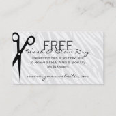 Zebra-Druck-Haar u. Schönheits-Kupon-Rabatt Rabattkarte (Rückseite)