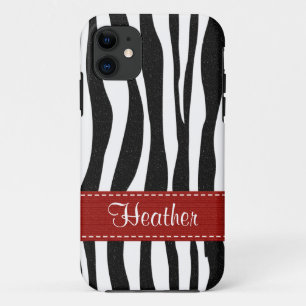 Zebra-Druck-Haut-Rot-Band iPhone 11 Hülle