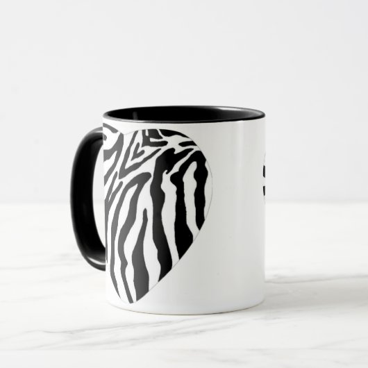 Zebra-Druck-Herz-Kaffeetasse Tasse (Vorderseite Links)