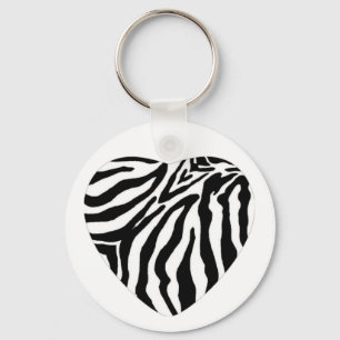 Zebra-Druck-Herz-Schlüsselkette Schlüsselanhänger