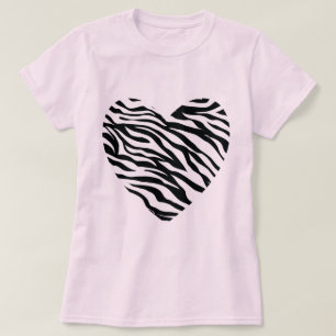 Zebra-Druck-Herz T-Shirt