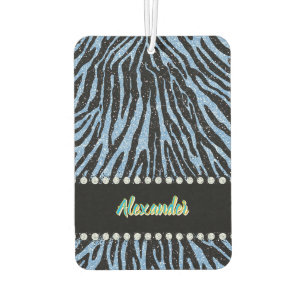 Zebra-Druck mit blauen und schwarzen Akzenten Autolufterfrischer