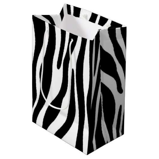 Zebra-Druck Mittlere Geschenktüte (Vorderseite Schrägansicht)