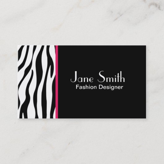 Zebra-Druck-Mode-Designer-Haar-Stylist-Salon Visitenkarte (Vorderseite)