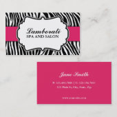 Zebra-Druck-Mode-Pink-elegantes modernes nobles Visitenkarte (Vorne/Hinten)