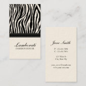 Zebra-Druck-Modedesigner-elegante moderne Creme Visitenkarte (Vorne/Hinten)