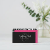 Zebra-Druck-Monogramm-Visitenkarte Visitenkarte (Stehend Vorderseite)