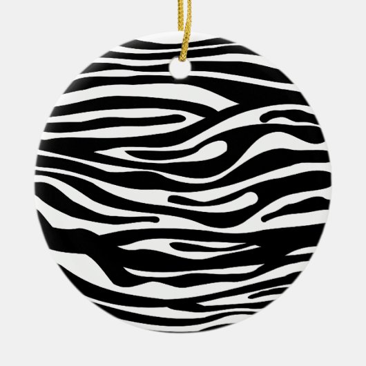 Zebra-Druck-Muster - Schwarzweiss Keramik Ornament (Vorne)
