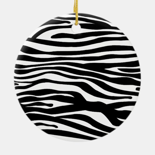 Zebra-Druck-Muster - Schwarzweiss Keramik Ornament (Hinten)