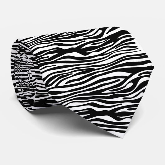 Zebra-Druck-Muster - Schwarzweiss Krawatte (Gerollt)