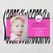Zebra-Druck-Prinzessin Foto BIrthday Invitations Einladung (Vorne/Hinten)