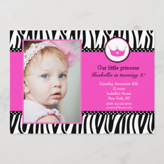 Zebra-Druck-Prinzessin Foto BIrthday Invitations Einladung