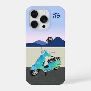 Zebra-Druck-Roller-Mond-Illustration-Monogramm iPhone 15 Pro Hülle