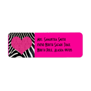 Zebra-Druck-Rosa-Herz - kundenspezifische Adresse