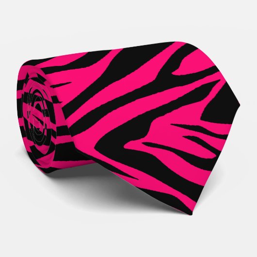 Zebra-Druck-Rosa-Himbeere und Schwarzes Krawatte (Gerollt)