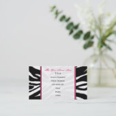 Zebra-Druck/rosa Lehrer-Mode-Visitenkarte Visitenkarte (Stehend Vorderseite)