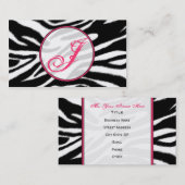 Zebra-Druck/rosa Monogramm-Mode-Visitenkarte Visitenkarte (Vorne/Hinten)